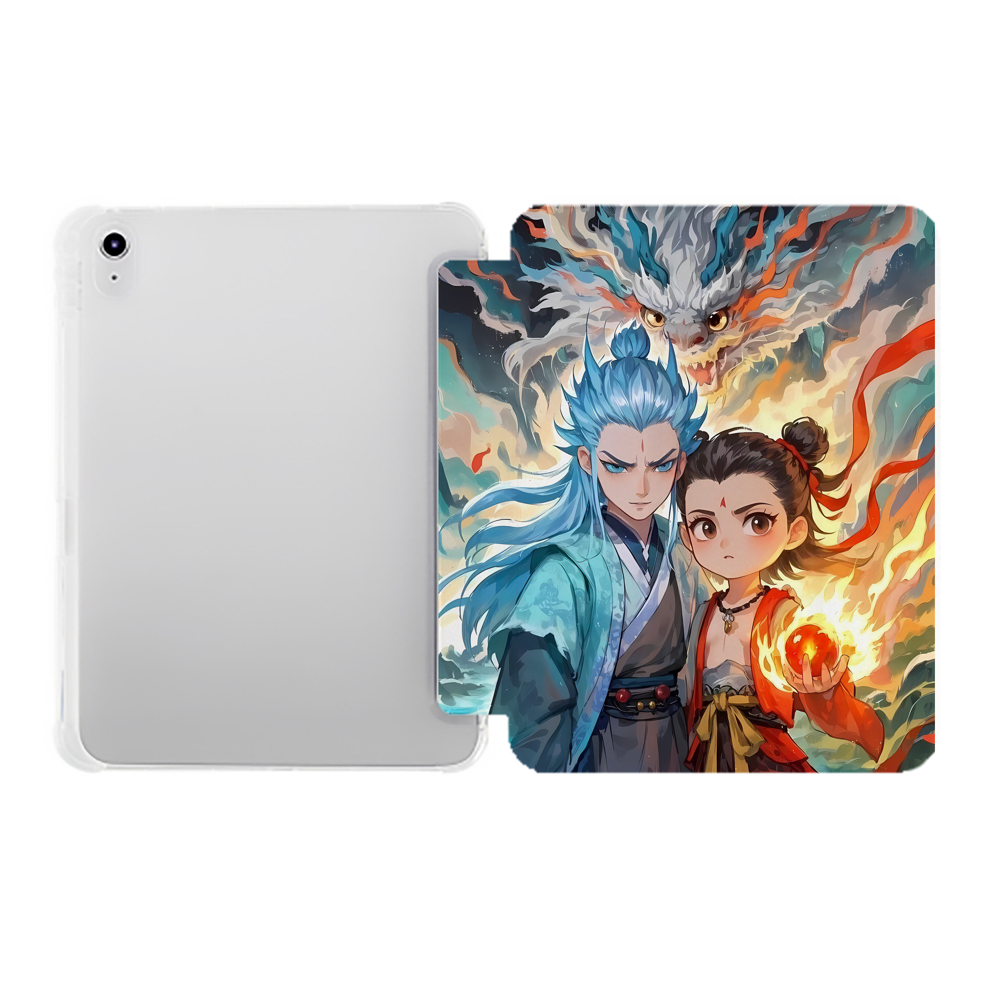 （画像用） Ne Zha 2 ナタ 魔童の大暴れ IPad ケース ペン収納付き 三つ折りスタンド PUレザー×シリコン 対応機種9.5/10.5/10.9インチ